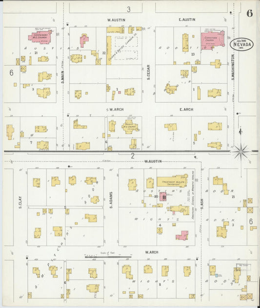 Sanborn Fire Insurance Map from Nevada, Vernon County, Missouri (1900), Sheet #0006 - Historic Sanborn Fire Insurance Map Print, vintage old map wall art, antique decor, genealogy gift, Missouri Missouri map