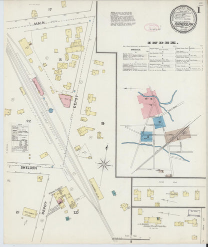 Sanborn Fire Insurance Map from Randolph, Cattaraugus County, New York (1891), Sheet #0001 - Complete Map Set gallery image, historic Sanborn map, vintage wall art, New York New York