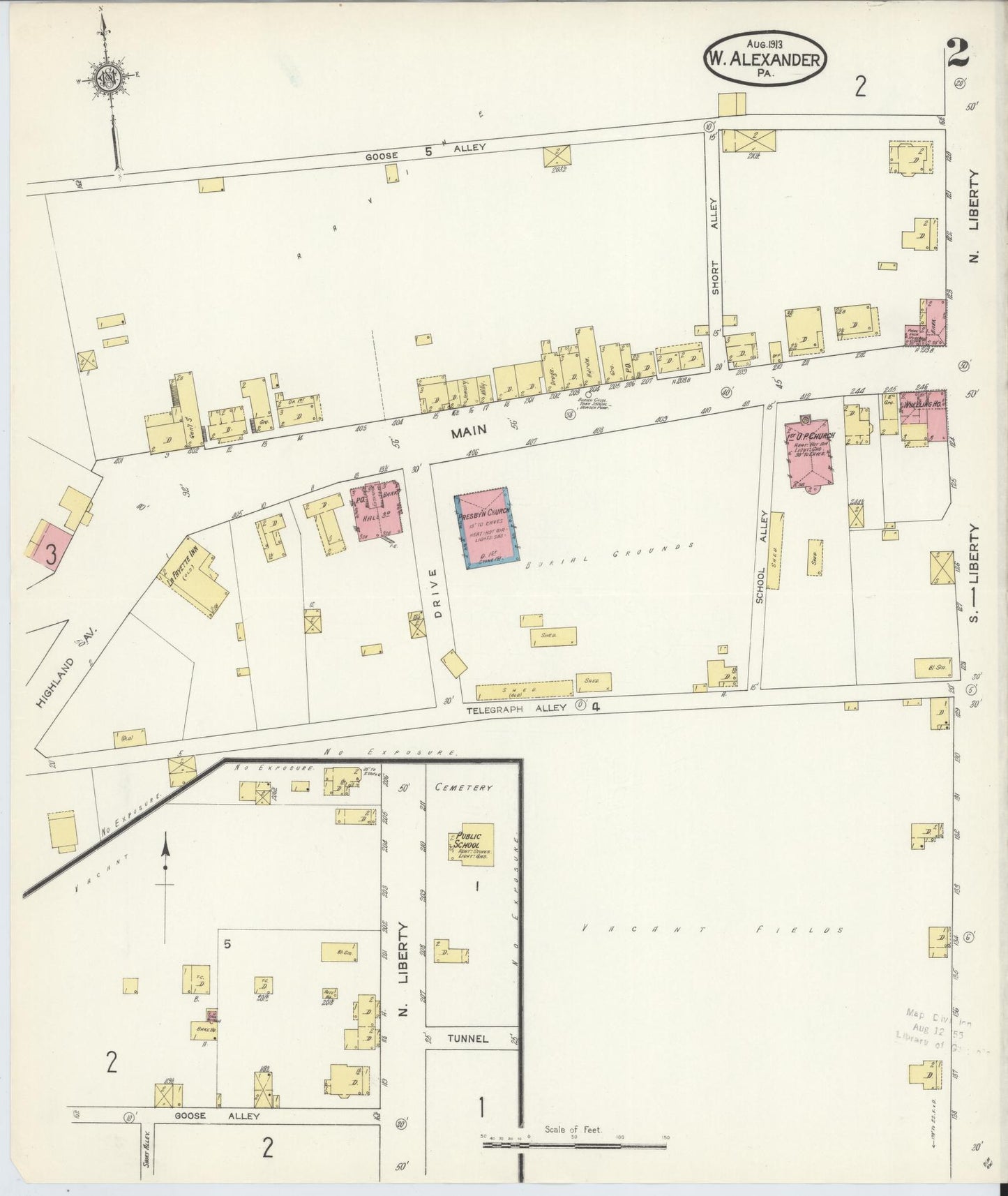 Sanborn Fire Insurance Map from West Alexander, Washington County, Pennsylvania (1913), Sheet #0002 - Complete Map Set gallery image, historic Sanborn map, vintage wall art, Pennsylvania Pennsylvania