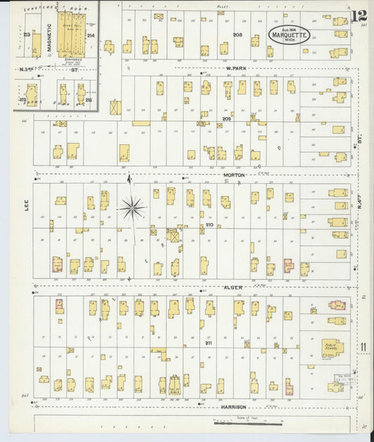 Sanborn Fire Insurance Map from Marquette, Marquette County, Michigan (1904), Sheet #0012 - Historic Sanborn Fire Insurance Map Print, vintage old map wall art, antique decor, genealogy gift, Michigan Michigan map