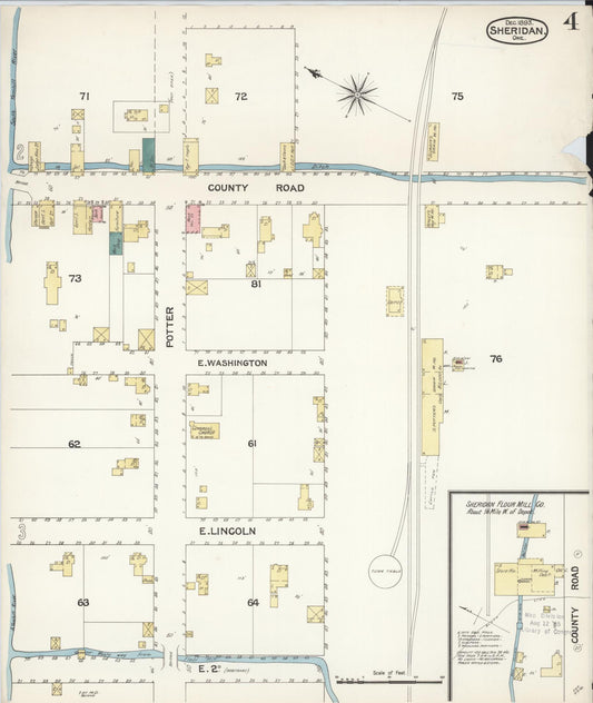 Sanborn Fire Insurance Map from Sheridan, Yamhill County, Oregon (1893), Sheet #0004 - Historic Sanborn Fire Insurance Map Print, vintage old map wall art, antique decor, genealogy gift, Oregon Oregon map