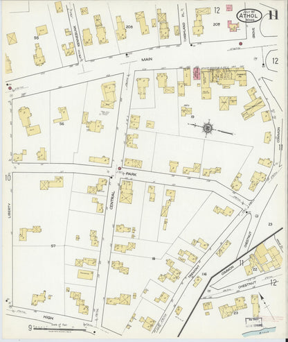 Sanborn Fire Insurance Map from Athol, Worcester County, Massachusetts (1917), Sheet #0011 - Historic Sanborn Fire Insurance Map Print, vintage old map wall art, antique decor, genealogy gift, Massachusetts Massachusetts map