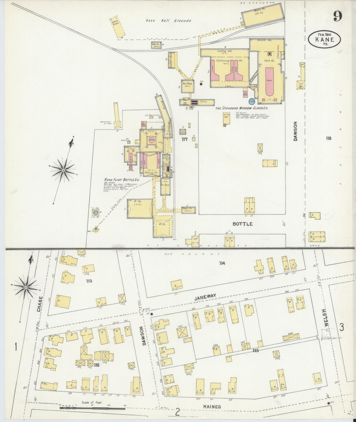 Sanborn Fire Insurance Map from Kane, McKean County, Pennsylvania (1904), Sheet #0009 - Complete Map Set gallery image, historic Sanborn map, vintage wall art, Pennsylvania Pennsylvania