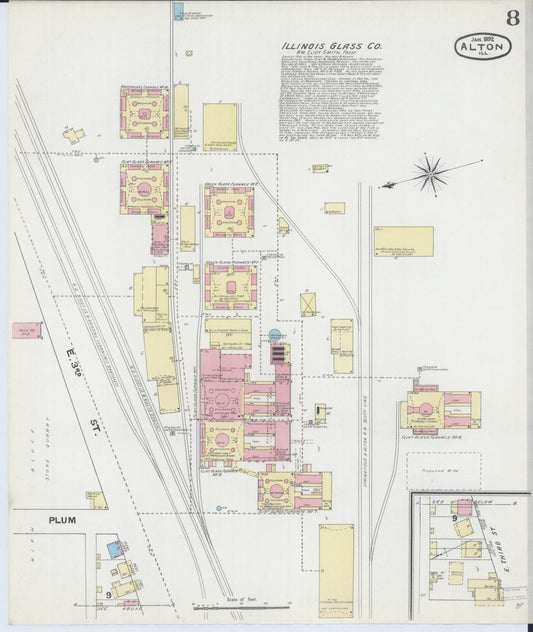 Sanborn Fire Insurance Map from Alton, Madison County, Illinois (1892), Sheet #0008 - Historic Sanborn Fire Insurance Map Print, vintage old map wall art, antique decor, genealogy gift, Illinois Illinois map