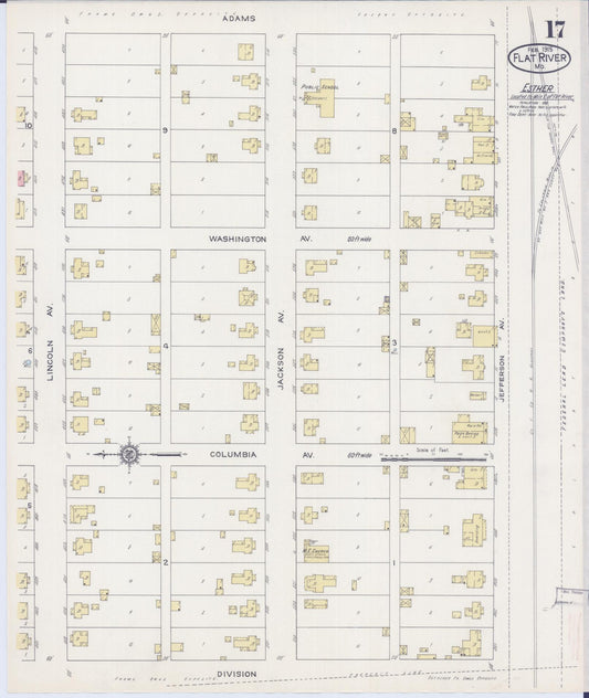 Sanborn Fire Insurance Map from Flat River, Saint Francois County, Missouri (1915), Sheet #0017 - Historic Sanborn Fire Insurance Map Print, vintage old map wall art, antique decor, genealogy gift, Missouri Missouri map