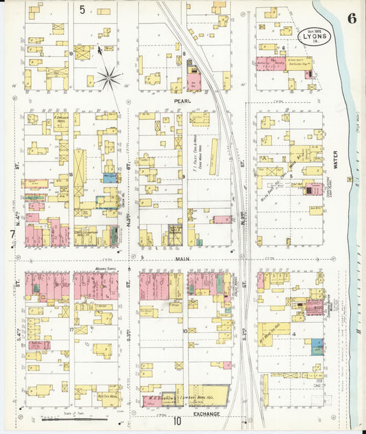 Sanborn Fire Insurance Map from Lyons, Clinton County, Iowa (1902), Sheet #0006 - Historic Sanborn Fire Insurance Map Print, vintage old map wall art