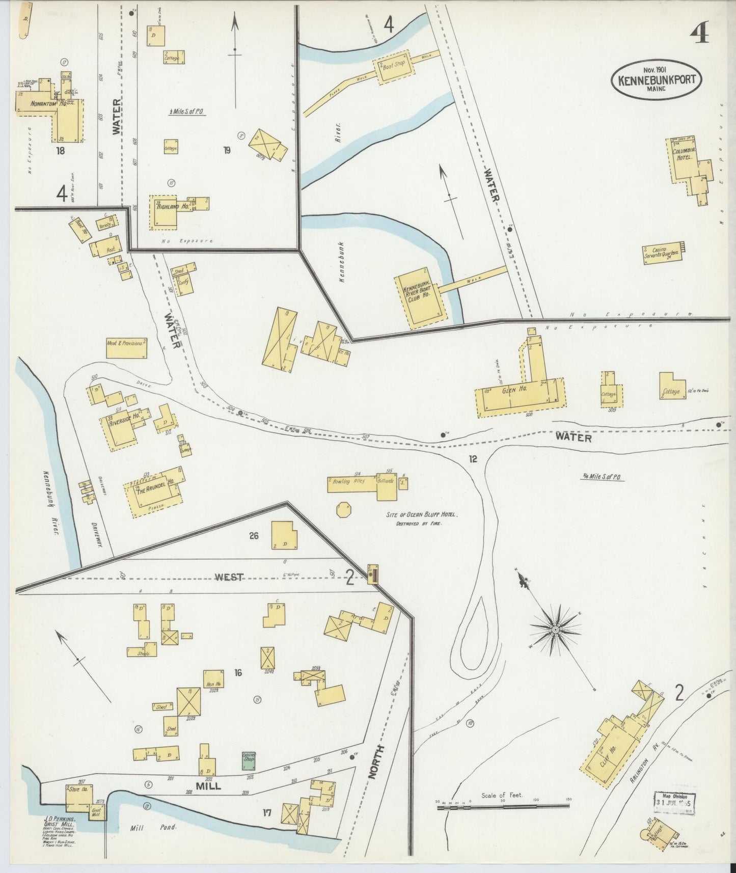 Sanborn Fire Insurance Map from Kennebunkport, York County, Maine (1901), Sheet #0004 - Complete Map Set gallery image, historic Sanborn map, vintage wall art, Maine Maine