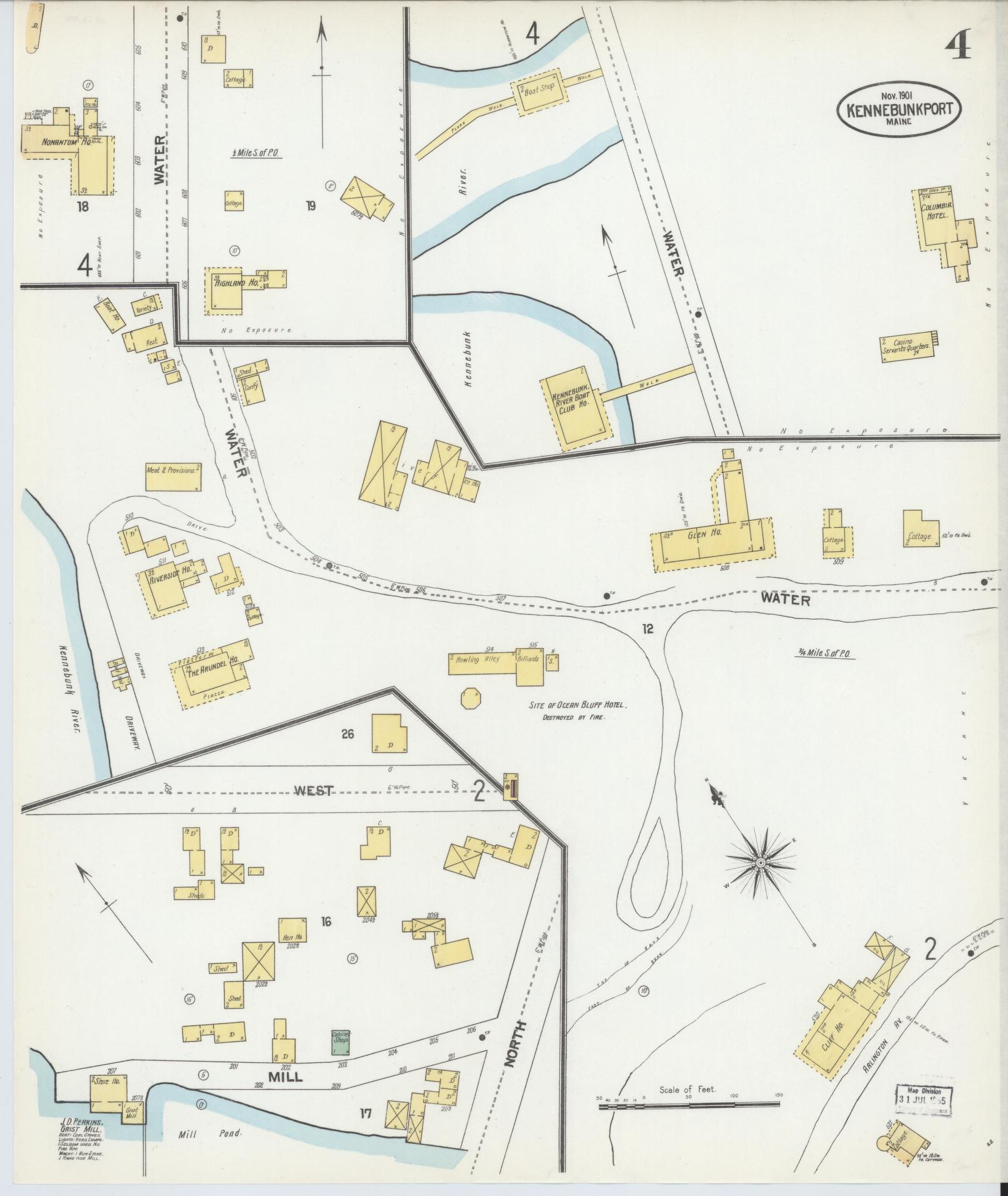 Sanborn Fire Insurance Map from Kennebunkport, York County, Maine (1901), Sheet #0004 - Complete Map Set gallery image, historic Sanborn map, vintage wall art, Maine Maine