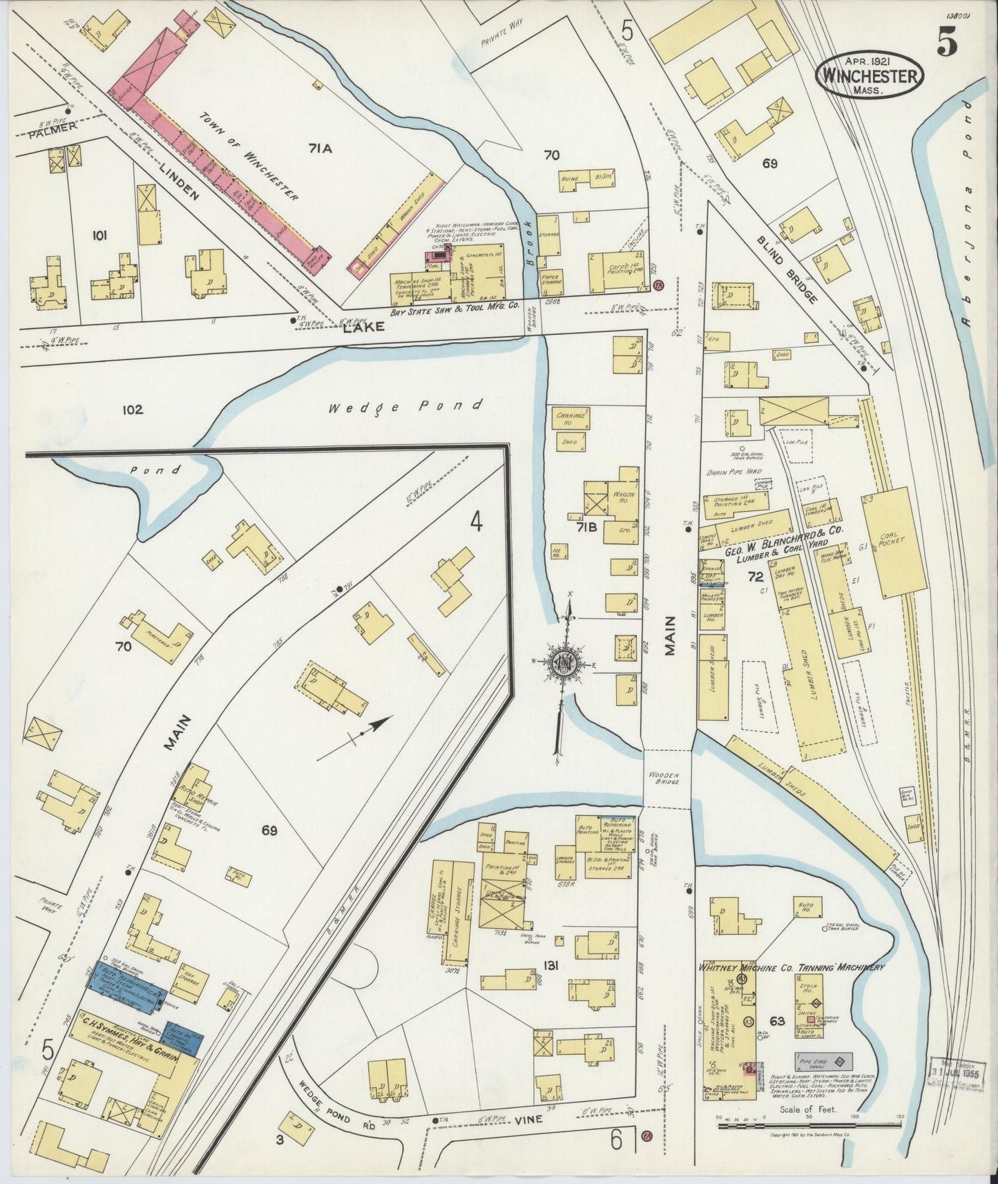 Sanborn Fire Insurance Map from Winchester, Middlesex County, Massachusetts (1921), Sheet #0005 - Historic Sanborn Fire Insurance Map Print, vintage old map wall art, antique decor, genealogy gift, Massachusetts Massachusetts map