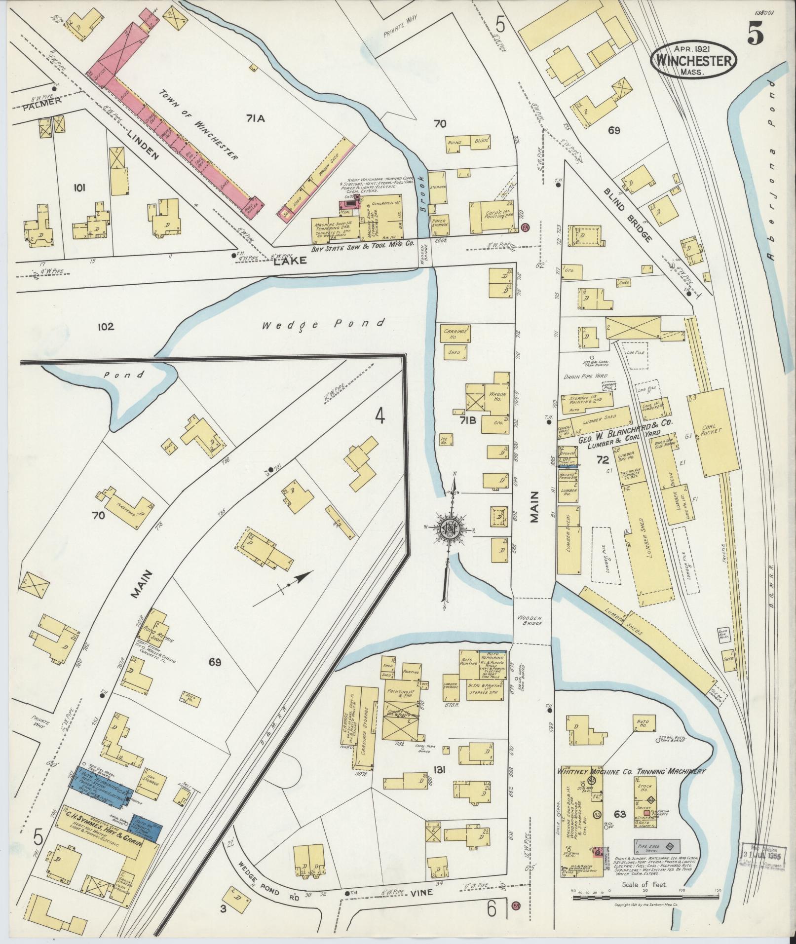 Sanborn Fire Insurance Map from Winchester, Middlesex County, Massachusetts (1921), Sheet #0005 - Historic Sanborn Fire Insurance Map Print, vintage old map wall art, antique decor, genealogy gift, Massachusetts Massachusetts map