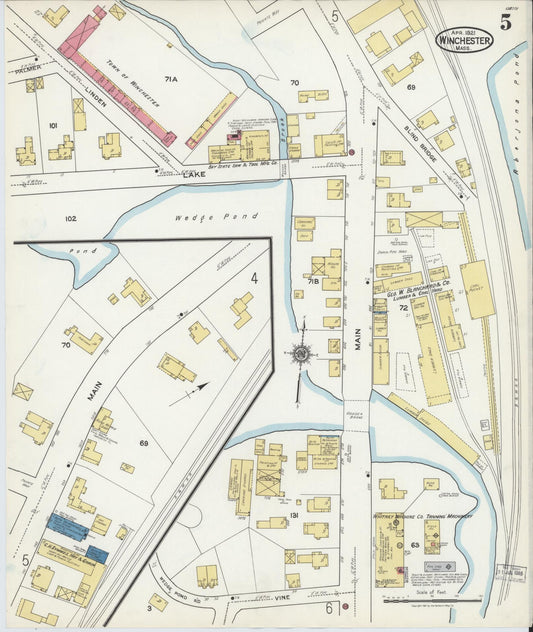 Sanborn Fire Insurance Map from Winchester, Middlesex County, Massachusetts (1921), Sheet #0005 - Historic Sanborn Fire Insurance Map Print, vintage old map wall art, antique decor, genealogy gift, Massachusetts Massachusetts map