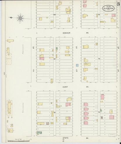 Sanborn Fire Insurance Map from Alamosa, Alamosa County, Colorado (1898), Sheet #0003 - Complete Map Set gallery image, historic Sanborn map, vintage wall art, Colorado Colorado