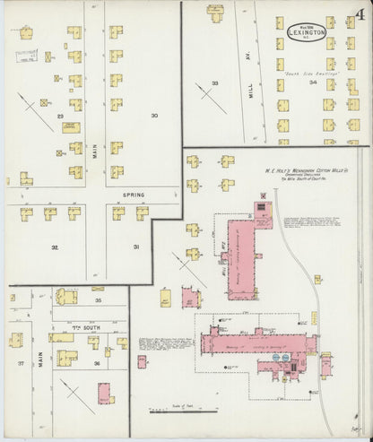 Sanborn Fire Insurance Map from Lexington, Davidson County, North Carolina (1896), Sheet #0004 - Historic Sanborn Fire Insurance Map Print, vintage old map wall art, antique decor, genealogy gift, North Carolina North Carolina map