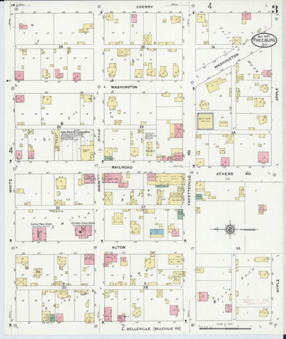 Sanborn Fire Insurance Map from Freeburg, Saint Clair County, Illinois (1910), Sheet #0003 - Historic Sanborn Fire Insurance Map Print, vintage old map wall art, antique decor, genealogy gift, Illinois Illinois map