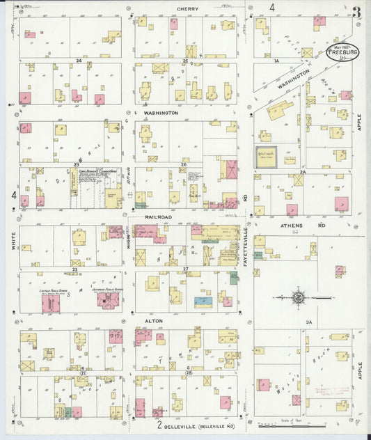 Sanborn Fire Insurance Map from Freeburg, Saint Clair County, Illinois (1910), Sheet #0003 - Historic Sanborn Fire Insurance Map Print, vintage old map wall art, antique decor, genealogy gift, Illinois Illinois map