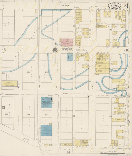 Sanborn Fire Insurance Map from Raymond, Pacific County, Washington (1919), Sheet #0009 - Historic Sanborn Fire Insurance Map Print, vintage old map wall art, antique decor, genealogy gift, Washington Washington map
