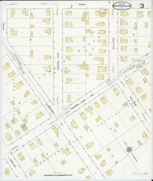 Sanborn Fire Insurance Map from North Crystal Lake, McHenry County, Illinois (1912), Sheet #0003 - Historic Sanborn Fire Insurance Map Print, vintage old map wall art, antique decor, genealogy gift, Illinois Illinois map