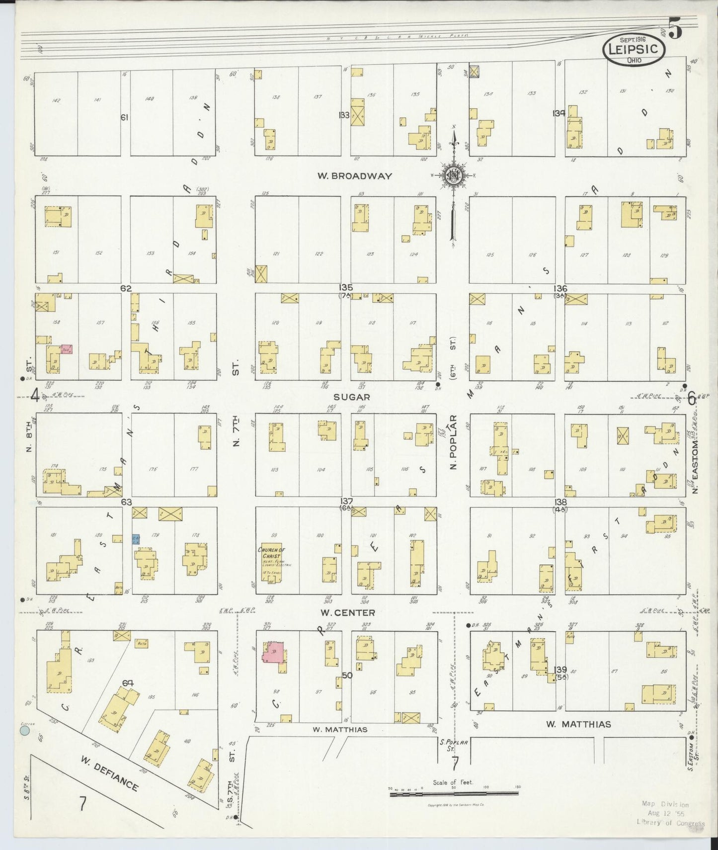 Sanborn Fire Insurance Map from Leipsic, Putnam County, Ohio (1916), Sheet #0005 - Historic Sanborn Fire Insurance Map Print, vintage old map wall art, antique decor, genealogy gift, Ohio Ohio map