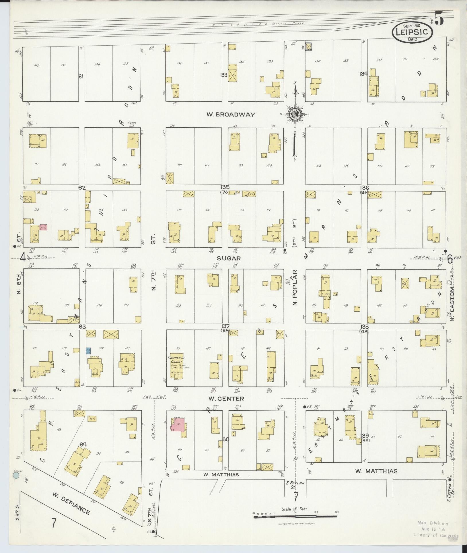 Sanborn Fire Insurance Map from Leipsic, Putnam County, Ohio (1916), Sheet #0005 - Historic Sanborn Fire Insurance Map Print, vintage old map wall art, antique decor, genealogy gift, Ohio Ohio map