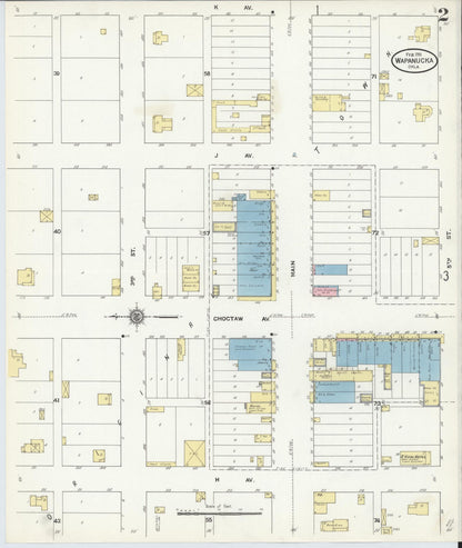 Sanborn Fire Insurance Map from Wapanucka, Johnston County, Oklahoma (1911), Sheet #0002 - Complete Map Set gallery image, historic Sanborn map, vintage wall art, Oklahoma Oklahoma