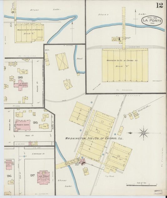 Sanborn Fire Insurance Map from La Porte, La Porte County, Indiana (1886), Sheet #0012 - Historic Sanborn Fire Insurance Map Print, vintage old map wall art, antique decor, genealogy gift, Indiana Indiana map