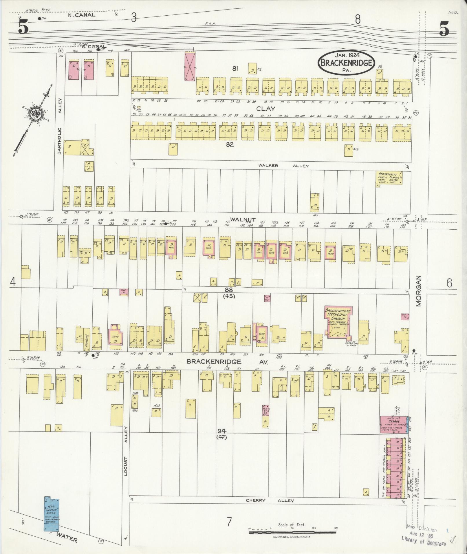 Sanborn Fire Insurance Map from Brackenridge, Allegheny County, Pennsylvania (1924), Sheet #0005 - Historic Sanborn Fire Insurance Map Print, vintage old map wall art, antique decor, genealogy gift, Pennsylvania Pennsylvania map