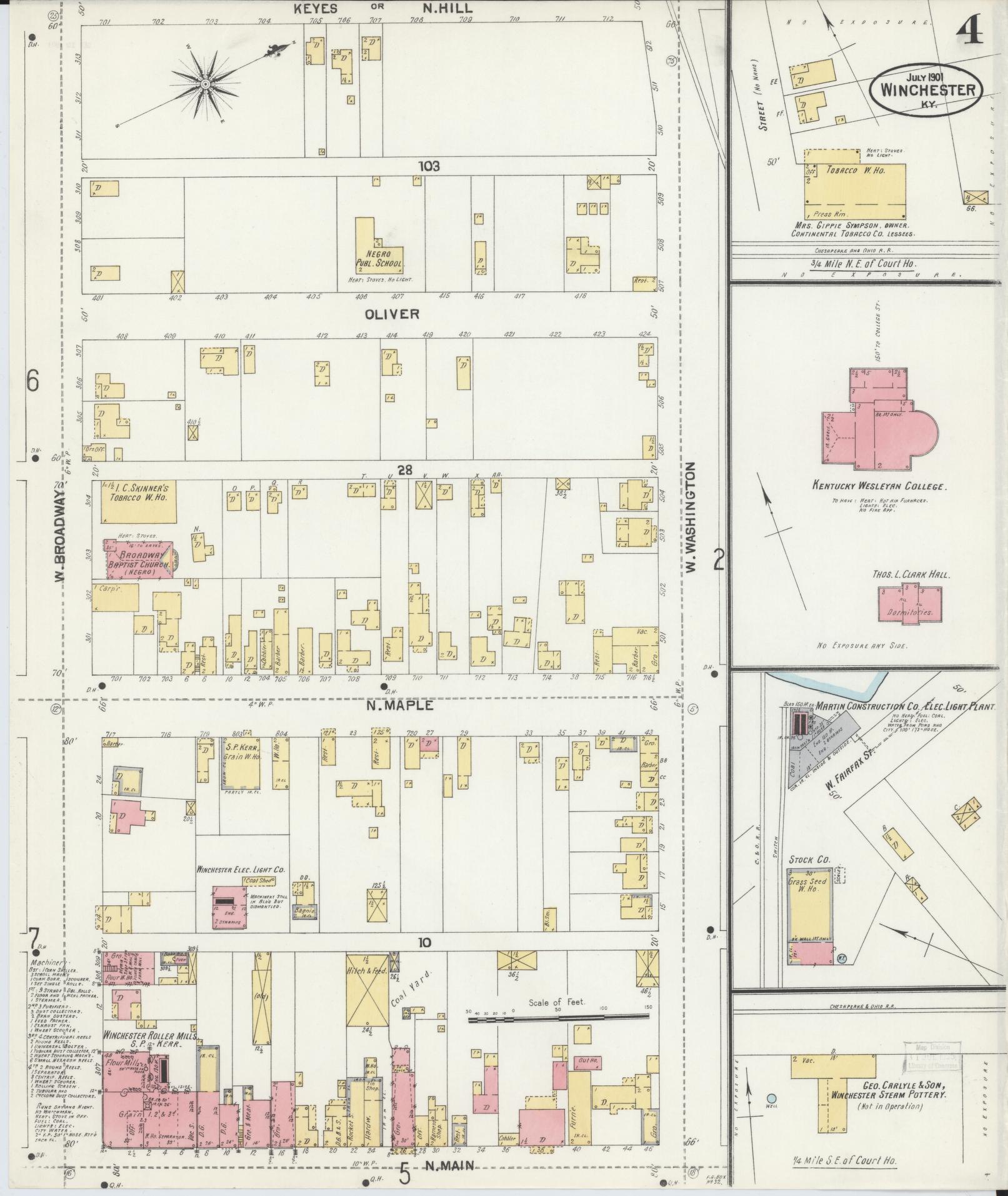 Sanborn Fire Insurance Map from Winchester, Clark County, Kentucky (1901), Sheet #0004 - Historic Sanborn Fire Insurance Map Print, vintage old map wall art, antique decor, genealogy gift, Kentucky Kentucky map