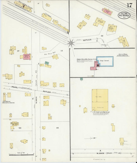 Sanborn Fire Insurance Map from Newark, Wayne County, New York (1906), Sheet #0017 - Historic Sanborn Fire Insurance Map Print, vintage old map wall art, antique decor, genealogy gift, New York New York map