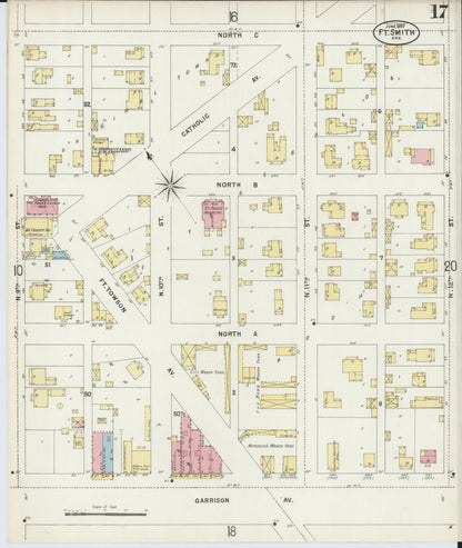 Sanborn Fire Insurance Map from Fort Smith, Sebastian County, Arkansas (1897), Sheet #0017 - Complete Map Set gallery image, historic Sanborn map, vintage wall art, Arkansas Arkansas
