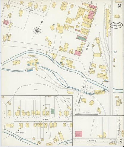 Sanborn Fire Insurance Map from Portland, Northampton County, Pennsylvania (1904), Sheet #0002 - Complete Map Set gallery image, historic Sanborn map, vintage wall art, Pennsylvania Pennsylvania