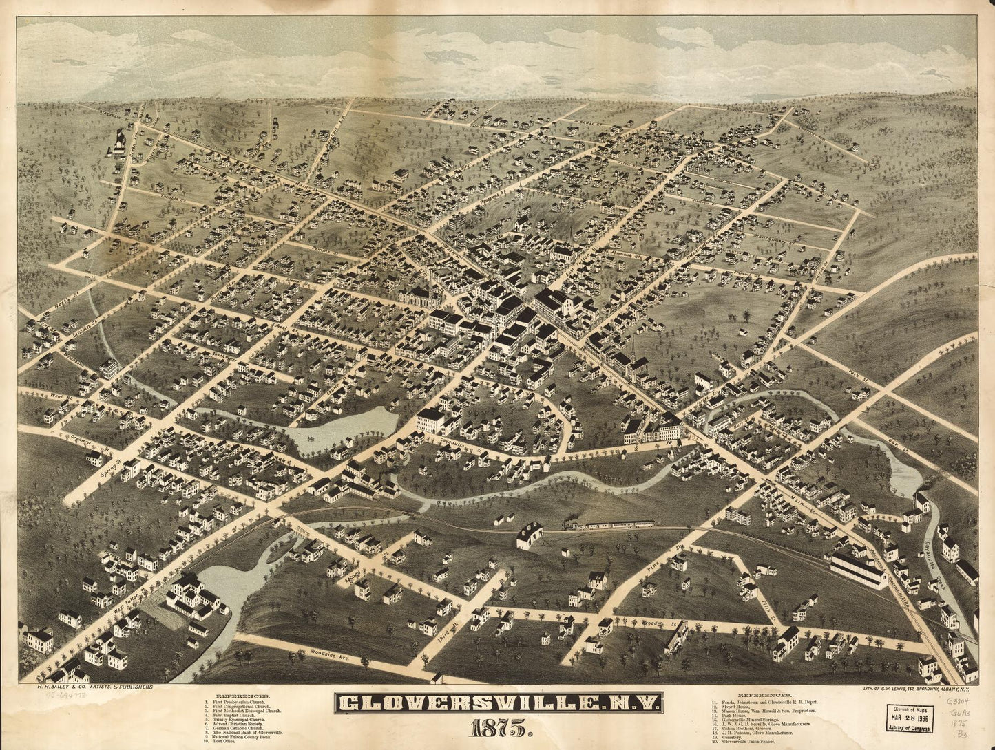 Gloversville, N.Y. 1875. (1875) – Historic Bird’s-Eye View Panorama Print
