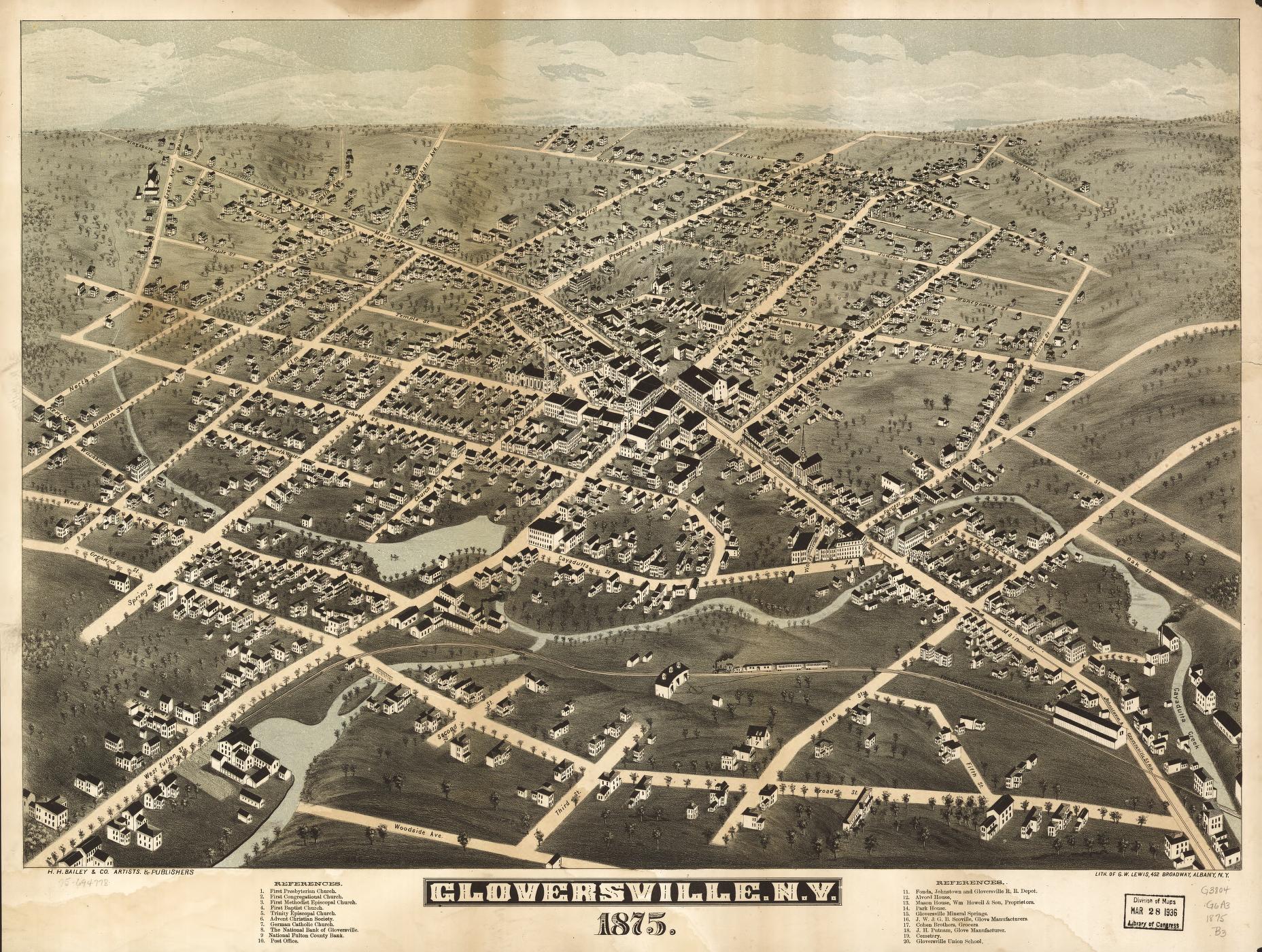 Gloversville, N.Y. 1875. (1875) – Historic Bird’s-Eye View Panorama Print
