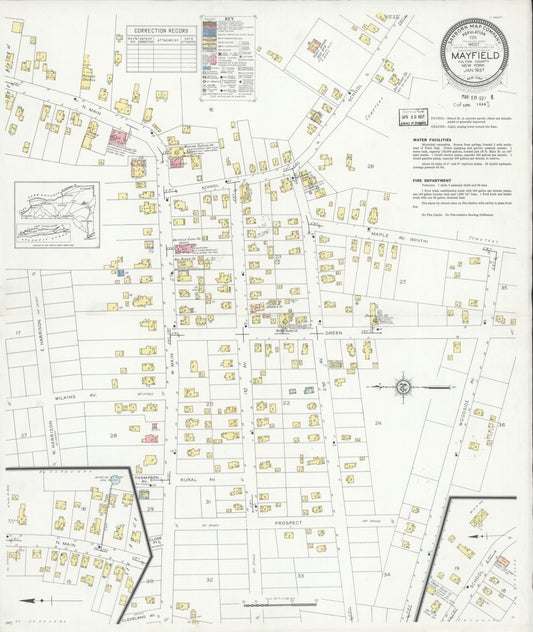 Sanborn Fire Insurance Map from Mayfield, Fulton County, New York (1937), Sheet #0001 - Historic Sanborn Fire Insurance Map Print, vintage old map wall art, antique decor, genealogy gift, New York New York map