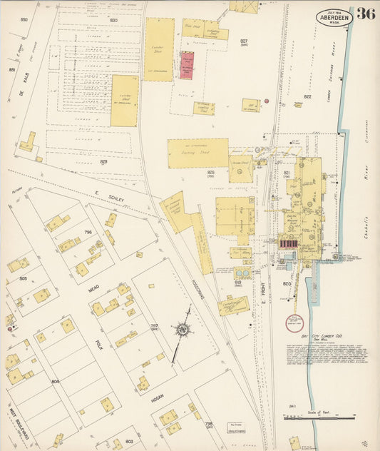 Sanborn Fire Insurance Map from Aberdeen, Grays Harbor County, Washington (1914), Sheet #0036 - Historic Sanborn Fire Insurance Map Print, vintage old map wall art, antique decor, genealogy gift, Washington Washington map