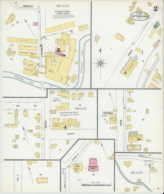 Sanborn Fire Insurance Map from Cattaraugus, Cattaraugus County, New York (1902), Sheet #0002 - Historic Sanborn Fire Insurance Map Print, vintage old map wall art, antique decor, genealogy gift, New York New York map