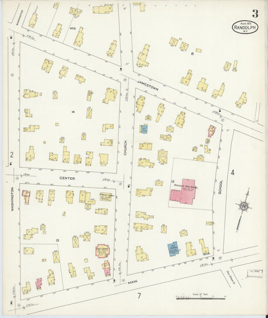 Sanborn Fire Insurance Map from Randolph, Cattaraugus County, New York (1913), Sheet #0003 - Historic Sanborn Fire Insurance Map Print, vintage old map wall art, antique decor, genealogy gift, New York New York map