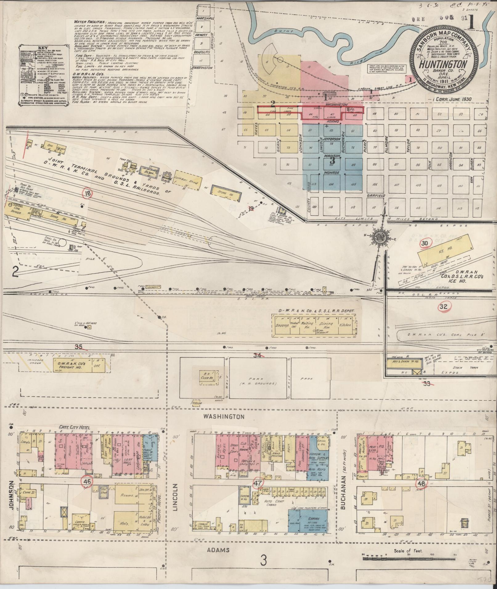 Sanborn Fire Insurance Map from Huntington, Baker County, Oregon (1930), Sheet #0001 - Complete Map Set gallery image, historic Sanborn map, vintage wall art, Oregon Oregon