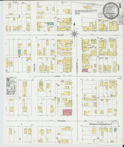 Sanborn Fire Insurance Map from Newberry, Luce County, Michigan (1900), Sheet #0001 - Historic Sanborn Fire Insurance Map Print, vintage old map wall art, antique decor, genealogy gift, Michigan Michigan map