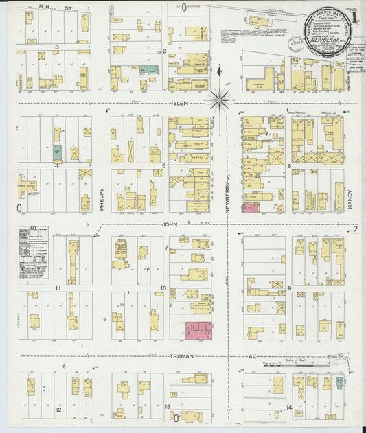 Sanborn Fire Insurance Map from Newberry, Luce County, Michigan (1900), Sheet #0001 - Historic Sanborn Fire Insurance Map Print, vintage old map wall art, antique decor, genealogy gift, Michigan Michigan map