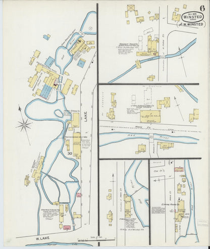 Sanborn Fire Insurance Map from Winsted, Litchfield County, Connecticut (1892), Sheet #0006 - Complete Map Set gallery image, historic Sanborn map, vintage wall art, Connecticut Connecticut