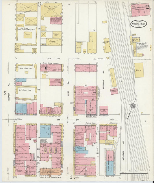 Sanborn Fire Insurance Map from Wichita Falls, Wichita County, Texas (1912), Sheet #0002 - Historic Sanborn Fire Insurance Map Print, vintage old map wall art, antique decor, genealogy gift, Texas Texas map