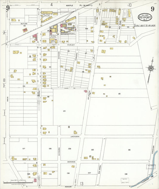 Sanborn Fire Insurance Map from Keyport, Monmouth County, New Jersey (1923), Sheet #0009 - Historic Sanborn Fire Insurance Map Print, vintage old map wall art, antique decor, genealogy gift, New Jersey New Jersey map
