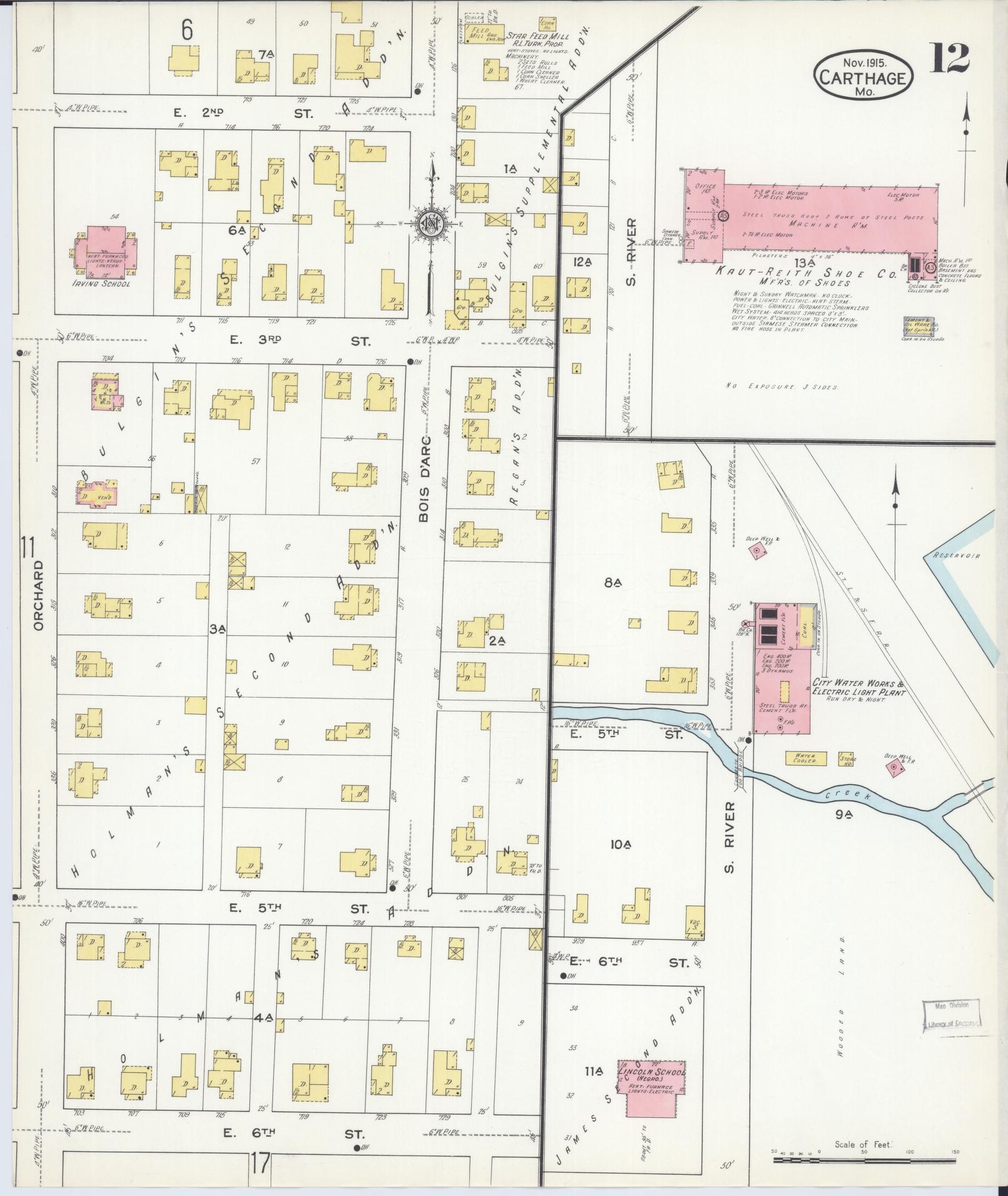 Sanborn Fire Insurance Map from Carthage, Jasper County, Missouri (1915), Sheet #0012 - Complete Map Set gallery image, historic Sanborn map, vintage wall art, Missouri Missouri
