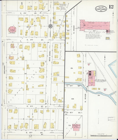 Sanborn Fire Insurance Map from Carthage, Jasper County, Missouri (1915), Sheet #0012 - Complete Map Set gallery image, historic Sanborn map, vintage wall art, Missouri Missouri
