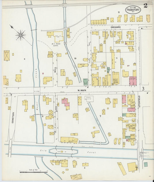 Sanborn Fire Insurance Map from Frankfort, Herkimer County, New York (1902), Sheet #0002 - Historic Sanborn Fire Insurance Map Print, vintage old map wall art, antique decor, genealogy gift, New York New York map