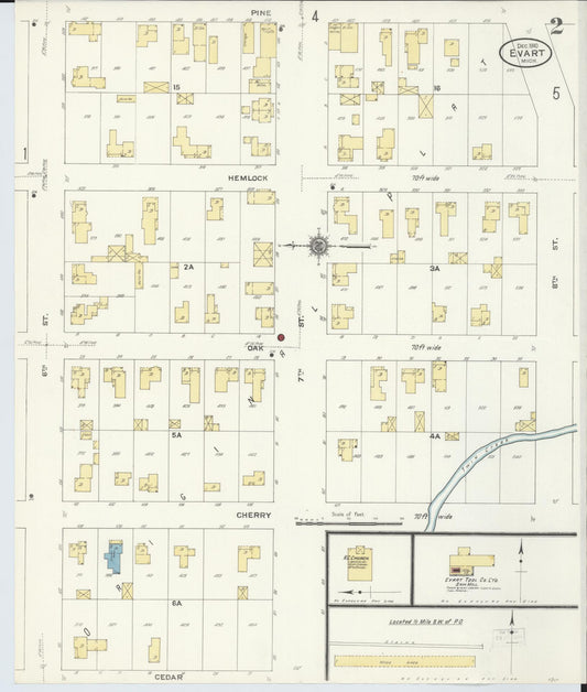 Sanborn Fire Insurance Map from Evart, Osceola County, Michigan (1910), Sheet #0002 - Historic Sanborn Fire Insurance Map Print, vintage old map wall art, antique decor, genealogy gift, Michigan Michigan map
