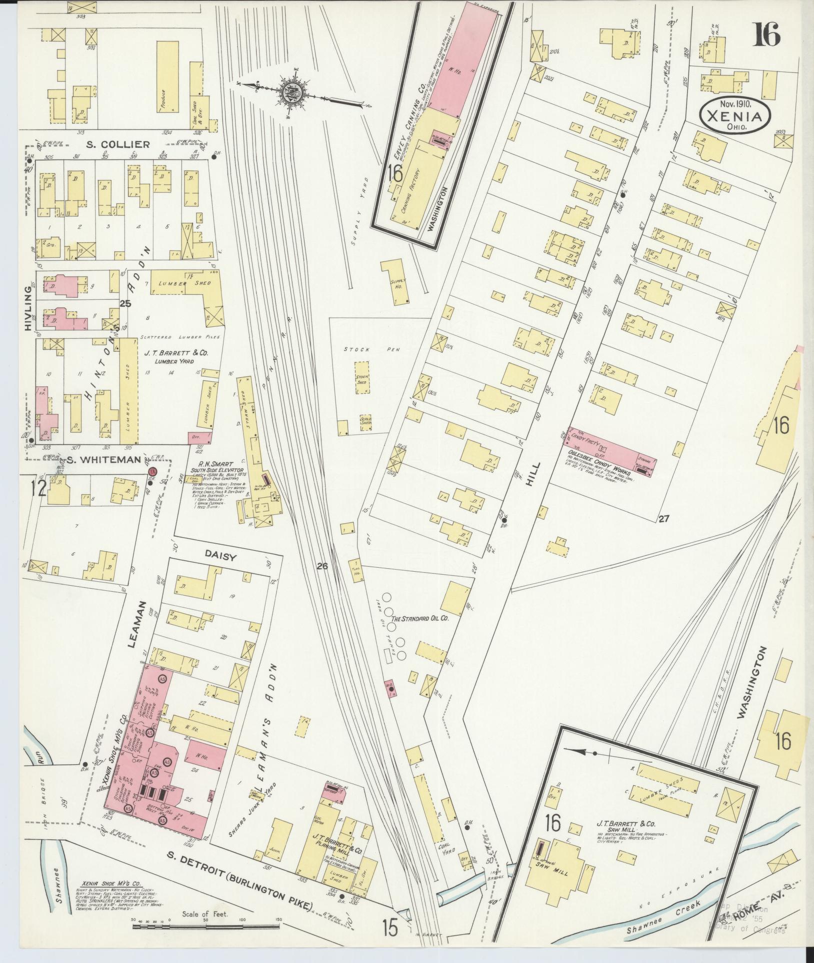 Sanborn Fire Insurance Map from Xenia, Greene County, Ohio (1910), Sheet #0016 - Complete Map Set gallery image, historic Sanborn map, vintage wall art, Ohio Ohio