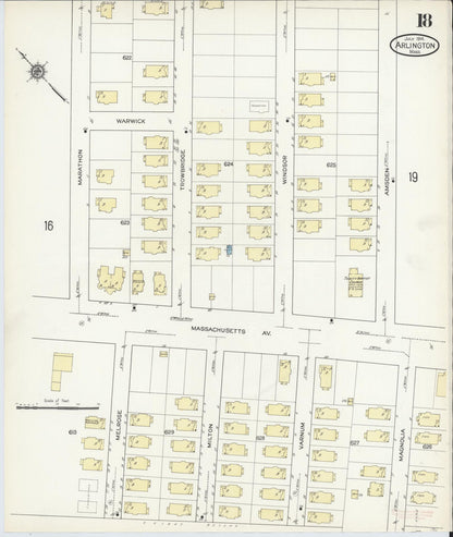 Sanborn Fire Insurance Map from Arlington, Middlesex County, Massachusetts (1914), Sheet #0018 - Complete Map Set gallery image, historic Sanborn map, vintage wall art, Massachusetts Massachusetts