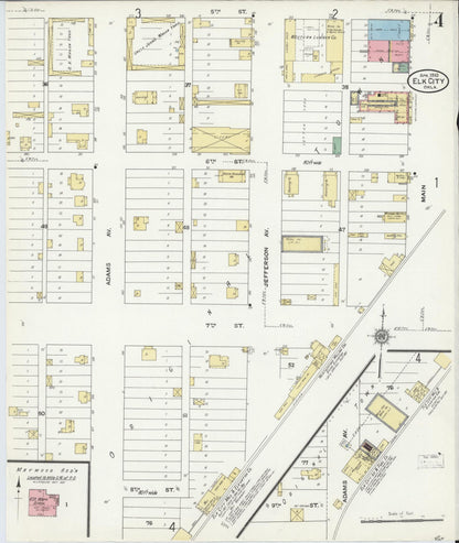 Sanborn Fire Insurance Map from Elk City, Beckham County, Oklahoma (1910), Sheet #0004 - Complete Map Set gallery image, historic Sanborn map, vintage wall art, Oklahoma Oklahoma