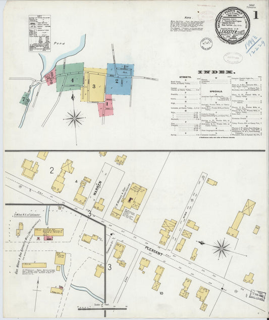 Sanborn Fire Insurance Map from Leicester, Worcester County, Massachusetts (1889), Sheet #0001 - Complete Map Set gallery image, historic Sanborn map, vintage wall art, Massachusetts Massachusetts